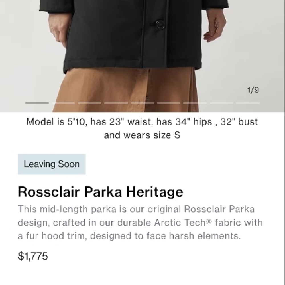 Canada Goose Rossclaire Parka Heritage With Fur-Trimmed Hood and Cinched Waist - Picture 7 of 7